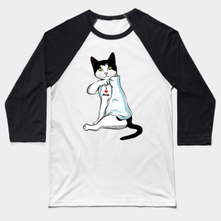 Cat Tattoo I Love Mom Baseball T-Shirt